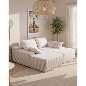 Divano Chaise Longue Doppio Oversize da 82,7 Pollici, Comodo Divano a Due Posti con Seduta Profonda in Morbido Tessuto Corduroy, Divani Componibili per Soggiorno - Product Image 5