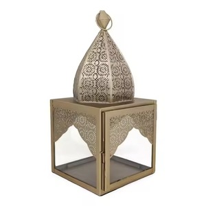 Lanterne vintage en métal noir, cage à oiseaux, support hexagonal en fil de fer, ensemble de bougeoirs en verre transparent, décoration de table pour la maison, l'hôtel, le jardin, les mariages - Product Image 6