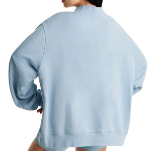 Sweat-shirt surdimensionné à col rond pour femme, orné de sequins et de cristaux, couleur unie, épaules tombantes, manches longues, tricoté en coton et fibre de bambou, collection automne - Product Image 3