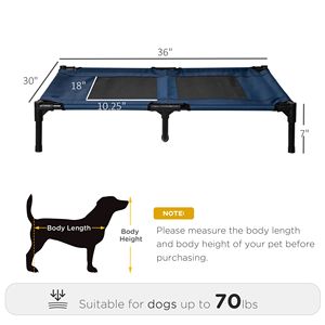 Cuccia Rialzata Rinfrescante Portatile per Cani di Taglia Grande 36x30 Blu, con Rete Lavabile, Letto XL Sostenibile per Animali Domestici - Product Image 3