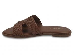 Sandalias Planas Dlords Margot de Cuero Genuino Color Chocolate Marrón, Ligeras, con Amortiguación de Aire, Punta Abierta, Estilo Slip-On, Transpirables para Verano - Product Image 4