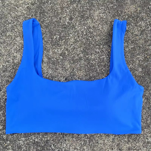 Women Seamless Racerback Sports <b>Bra</b> Medium Support Scoop Neck Solid Color Yoga Top Spandex Polyester <b>Blue</b> Pink Black - Product Image 5