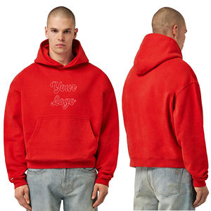Sweat-shirt à capuche surdimensionné rouge personnalisé en molleton de coton, coupe décontractée, unisexe, streetwear, vêtements de mode décontractés, qualité supérieure - Product Image 6