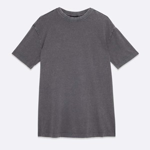 Camiseta de Mujer con Cuello Alto, Color Sólido, Manga Corta, Corte Regular, 100% Algodón Denim, Transpirable, Ecológica, Lavada - Product Image 4