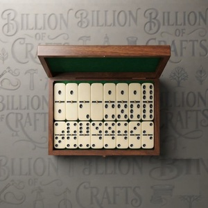 Mini Juego de Dominó de Madera con Caja de Madera, Juego de Mesa de Viaje con Fichas de Dominó - Product Image 1