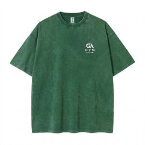 T-shirt décontracté à manches courtes GYM ACTIVE, coupe ample, couleur unie, effet délavé, 100 % coton jersey, séchage rapide, respirant, pour l'été - Product Image 2