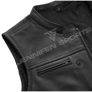 Chaleco de cuero vacuno 100% genuino para hombre con múltiples bolsillos, chaleco de cuero para motociclista, chaleco de cuero para motocicleta - Product Image 3
