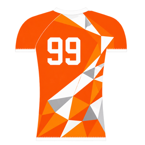 Maillot de compression athlétique à manches courtes orange et blanc, col ras du cou, motif géométrique, pour entraînement de performance et sports nautiques - Product Image 2