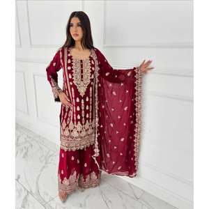 Ensemble de costume rouge taille XL pour soirée, avec broderie et sequins, pour un look élégant - Product Image 4