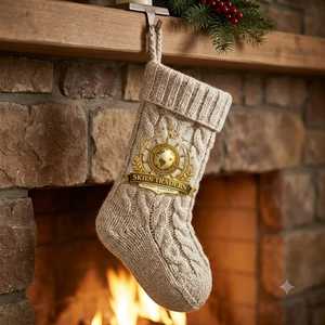 Chaussette de Noël tricotée à motif renne, rouge et crème, en laine torsadée, style vintage, pour décoration de cheminée, vente en gros - Product Image 2