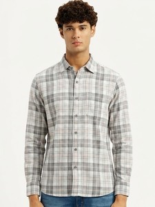 Chemise décontractée à carreaux pour homme, manches longues, col rabattu, double boutonnage, en coton tissé respirant, idéale pour l'été - Enovate - Product Image 1