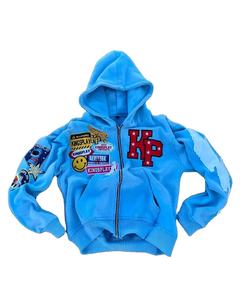 Moda Y2k Harajuku Retro chaqueta letra bordada cremallera sudadera Vintage hombres moda versátil Sudadera con capucha de gran tamaño - Product Image 1