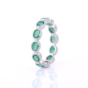 14K Solid <b>Gold</b> Emerald Eternity Band-Resizable Wedding <b>Ring</b> - Product Image 3