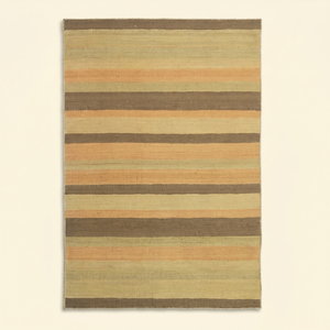 Alfombra Moderna de Lana Tejida a Mano, Diseño Desierto Verde Marrón, Ecológica, Antideslizante, de Pelo Grueso y Rayas, en Tonos Tierra, para Sala de Estar - Product Image 1