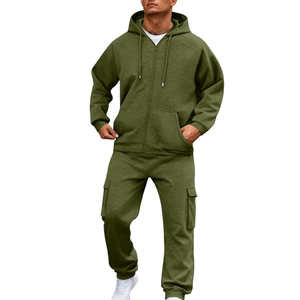 <b>Men's</b> <b>Purple</b> Hooded Tracksuit Set Full Sleeve Solid Color Zipper Closure Casual Breathable Lightweight Loose Fit Autumn Wear - Product Image 3