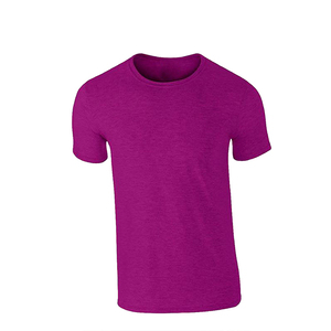 T-shirt à manches courtes pour homme, couleur unie violet, 100% coton, coupe classique, col rond, jersey tricoté, vêtements décontractés - Product Image 3