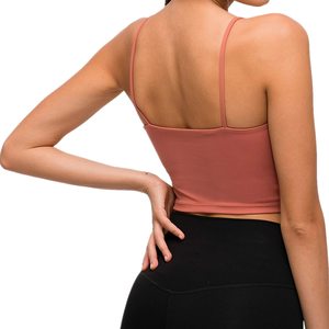 Soutien-gorge de sport pour homme, couleur unie, bretelles ajustables, col en U, sans couture, respirant, séchage rapide, maintien élevé, haut de yoga et fitness, logo avant - Product Image 5