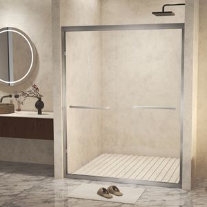 Cadre en aluminium pour porte de douche en verre trempé avec double poignée coulissante en acier inoxydable de 44 à 48x72 pouces - Product Image 3