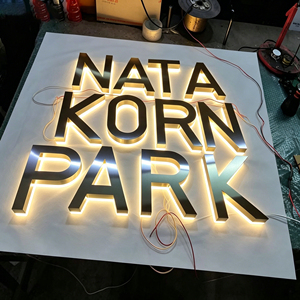 Mur d'image d'entreprise, logo alphabétique, fond LED, enseigne personnalisée, inscription lumineuse, panneau gravé, acrylique, acier inoxydable, garantie 1 an - Product Image 1