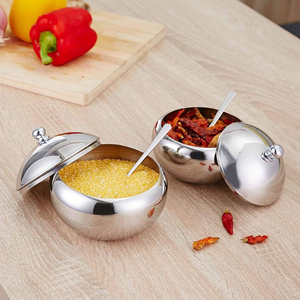 Stainless Steel Spice And <b>Herb</b> Bowl Storage Seasoning Jar Sugar Bowl with Flip Cover Spice Bowl Sugar <b>Grinder</b> Bowl - Product Image 1