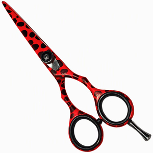 Ciseaux de coiffure professionnels 5,5 pouces en acier inoxydable, lame tranchante, manche imprimé léopard rouge, ciseaux de barbier pour droitiers - Product Image 6