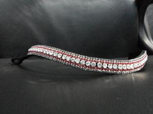 Banda de cejas de calidad genuina para caballos Acentos de cuero suave y cristal - Product Image 4