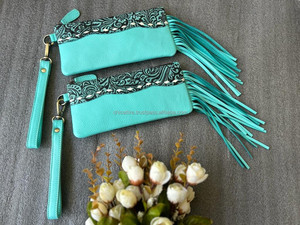 Nuevo estilo occidental, bolso de mano de cuero con punta turquesa, bolso diseñado para mujer, superventas, pulsera elegante, billetera de cuero con cremallera - Product Image 3