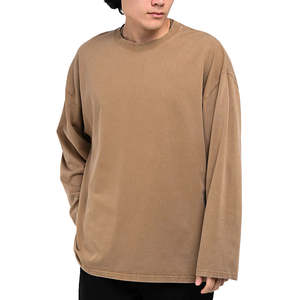 เสื้อยืดโอเวอร์ไซส์ผู้ชาย แขนยาว ผ้าฝ้าย 100% ระบายอากาศได้ดี นุ่มสบาย ทรงหลวม สวมใส่สบายๆ ทนทาน - Product Image 1