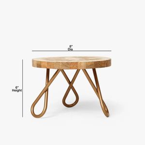 Support à gâteau en bois rond, présentoir à desserts, motif géométrique, pieds en métal, adapté pour les fêtes, les mariages, les pâtisseries, les cafés, les restaurants - Product Image 6
