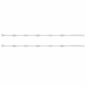 925 Sterling Silver Geometric Cubic Zirconia <b>Anklet</b> for Women Minimalist Dainty Bridal Wedding Party Gift Jewelry - Product Image 5