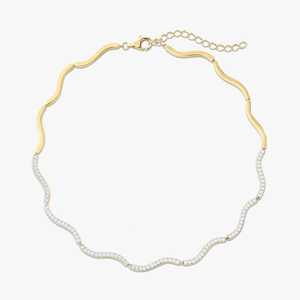 Diamond Wavy Collar <b>Necklace</b> Wave Choker Bridal Wedding <b>Necklace</b> CVD HTHP Custom 10K 14K 18K <b>Solid</b> Gold Factory Price Wholesale - Product Image 3