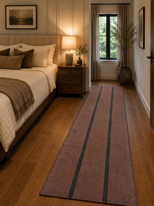 Tapis de couloir en laine et jute tissé à la main à rayures brunes, style rustique bohème, pour couloir, cuisine, sur mesure - Product Image 3