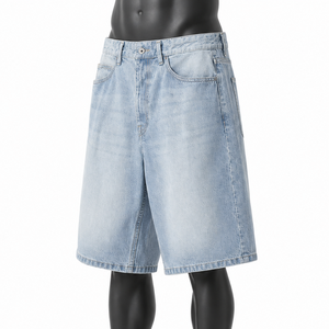 Custom Men's Baggy Denim Jorts Light Wash Jean Shorts Oversized Streetwear Denim Shorts OEM ODM Private Label Manufacturer - Product Image 3