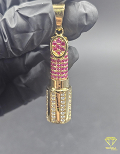 Pendentif de luxe en forme de rouge à lèvres rose pour femme, bijou élégant, cadeau, idéal pour les soirées - Product Image 1
