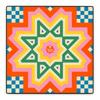 Tapis de Mahjong Américain 33 pouces The Lucky Tiles, Design Original, en Néoprène, Tapis de Jeu Personnalisé, Motif Géométrique Rétro