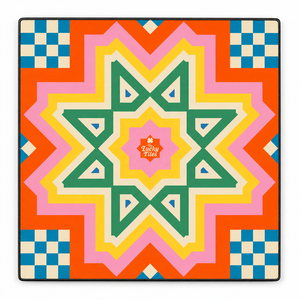 سجادة ماجونغ أمريكية أصلية بتصميم The Lucky Tiles مقاس 33 بوصة، مصنوعة من النيوبرين، سجادة طاولة ألعاب مطبوعة حسب الطلب بتصميم هندسي عتيق. - Product Image 3