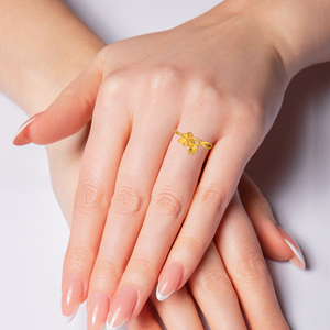 18K Gold Plated Matte Flower Bud Open <b>Adjustable</b> <b>Ring</b> for Women Elegant Floral Finger <b>Ring</b> Wedding Party Jewelry Wholesale - Product Image 2