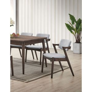 Set di 2 Sedie da Pranzo in Stile Mid-Century Modern, Legno Massello, Rivestimento in Tessuto, Cuscino Imbottito, Design Unico in Noce e Legno di Gomma - Product Image 1