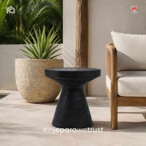 Wholesale Modern Tapered Solid Wood Side Table Charcoal Black Occasional <b>Stool</b> Elegant Pedestal for Living Room <b>Bedroom</b> Hotel - Product Image 1