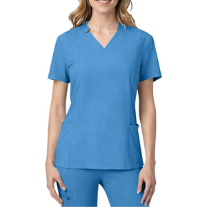 Women's V-Neck <b>Scrub</b> Top Blue Polyester Cotton Hospital <b>Uniform</b> <b>Scrubs</b> For Nurses Doctors - Product Image 6