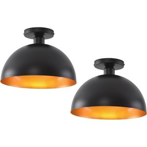 2 Pack Vintage Farmhouse Black Gold Metal Shade Flush Mount Ceiling <b>Light</b> Fixture for Kitchen <b>Dining</b> Room Entry Kitchen <b>Dining</b> - Product Image 1