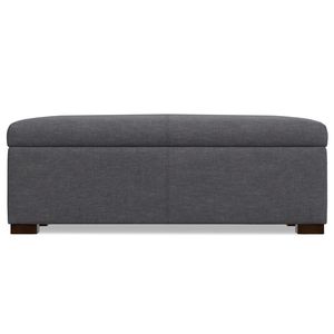 Pouf contenitore rettangolare Gabbie da 48 pollici di larghezza in lino poliestere grigio ardesia - Sgabelli e pouf - Product Image 3