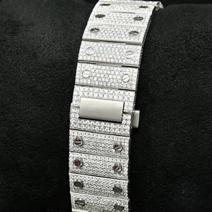 Reloj de Lujo con Diseño de Dibujos Animados, Caja Cuadrada Antigua, Cuarzo, Acero Inoxidable, Diamantes Moissanite, Analógico, 38mm, Cristal de Zafiro, Cronógrafo - Product Image 4