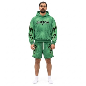Mens Green <b>Hooded</b> Sweatshirt Solid Color Cotton Casual Drawstring Hoodie Regular Fit Autumn Wear - Product Image 1