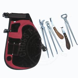 Juego completo de herramientas de herrador para el cuidado de pezuñas de caballo con delantal de seguridad, pinza para pezuñas afilada, extractor de clavos, cuchillo de pezuñas de doble cara y con asa. - Product Image 6