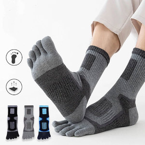 Men Five Finger Separate Athletic <b>Toe</b> Crew <b>Socks</b> Sport Casual Cotton Breathable Comfortable Moisture Wicking Durable Running - Product Image 2