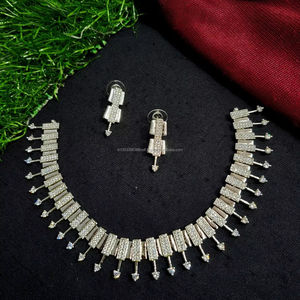 Classic American Diamond Bridal Jewelry Set Two-Piece <b>Necklace</b> <b>and</b> <b>Earrings</b> for Wedding Fashionable Classic Style - Product Image 1