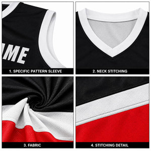 Conjunto de Camiseta de Baloncesto Sublimada Personalizada para Hombre, Cuello en V, Sin Mangas, Nombre del Equipo 10 Lowry, Rojo, Negro, Blanco, Corte Atlético, Tela de Malla - Product Image 6