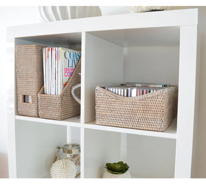 Panier de rangement rectangulaire en rotin naturel fait main, panier organisateur, décoration d'intérieur - Product Image 1