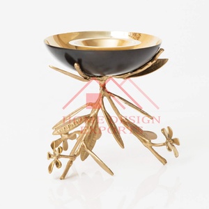 Bol de luxe sur piédestal en or avec socle en forme de feuille décor de table basse pour la maison décor d'hôtels et de restaurants meilleur vendeur - Product Image 5